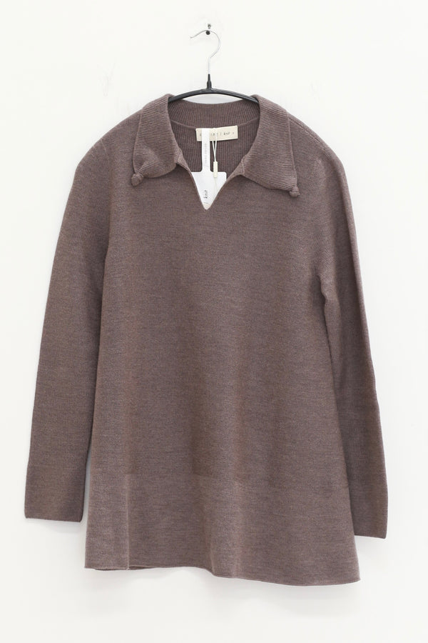 SWAYING 25 Autumn and Winter Seamless Lapel Twisted Wool Pullover SW-SW25AW1T17C2S2-HZ Gray Brown